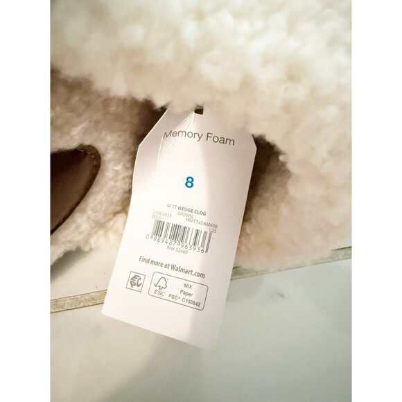 Time and Tru Women's Faux Shearling Wedge Clogs in Brown NEW 8 - Picture 10 of 12